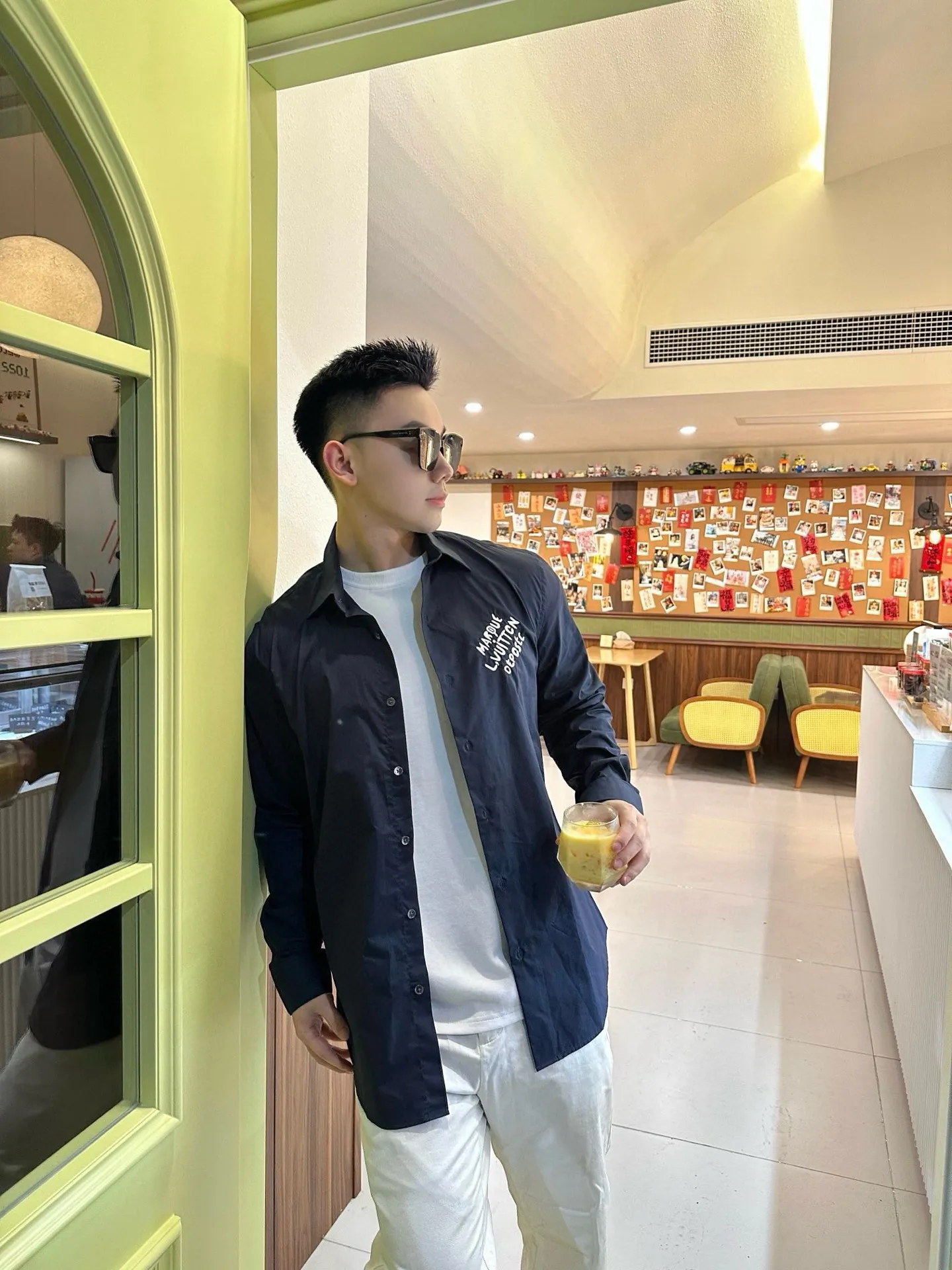 Louis Vuitton 25ss Embroidered Letter Logo Shirt